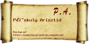 Páskuly Arisztid névjegykártya